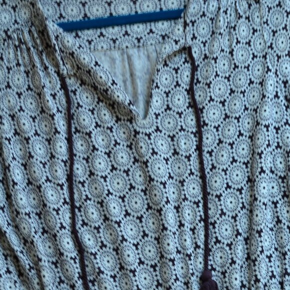 Boden Linen Blend Dress Floral Long Sleeve Pockets Tassel Tie Size 8R - Picture 3 of 14